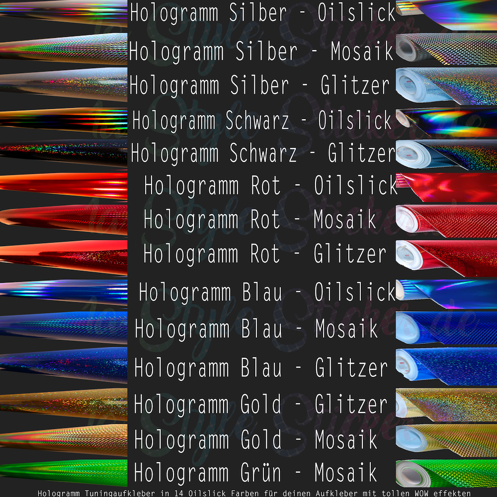 kompatibel mit Volkswagen Aufkleber Sticker zarte Schrift Slick Oil Autoaufkleber Hologramm Frontscheiben Aufkleber Regenbogen Farben Sticker Heckscheibenaufkleber